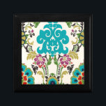 Boîte À Souvenirs Damask Floral Patterns Plum Turquoise<br><div class="desc">Des motifs floraux turquoise,  prune,  verte et violette se rencontrent sur un arrière - plan blanc pour donner vie à cette impression damasée de juin Erica Vess. Travaille comme un cadeau pour vous-même,  un ami ou un membre de la famille.</div>