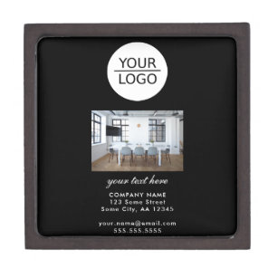 Boîte À Souvenirs De Première Qualité Ajouter votre logo Custom Text Company Photo Black
