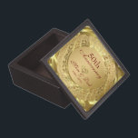 Boîte À Souvenirs De Première Qualité Gold Damask Et Gold Hearts-Or Anniversaire<br><div class="desc">Simple et élégant damas or et coeur d'or - 50e anniversaire de mariage or</div>