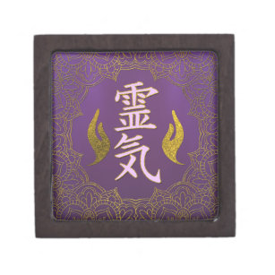 Boîte À Souvenirs De Première Qualité Symboles curatifs de Reiki avec le lotus sur le