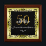 Boîte À Souvenirs Décoration romantique Gold encadrée 50e Mariage<br><div class="desc">Magnifique, glamour tendance, moderne, romantique et sophistiqué pour le 50e anniversaire du couple. Centenaire élégant et glamour. Avec une image arrière - plan glamour imprimé d'un joli arrière - plan dégradé de couleur or avec la même image pivotée sur le dessus pour donner un grand contraste. Une charpente décorative aux...</div>