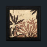 Boîte À Souvenirs Design de crayon floral avec Feuilles tawny<br><div class="desc">Ce dessin au pochoir de feuilles floraux à la coloration tonique a un aspect rustique arrière - plan,  lui donnant une atmosphère vintage. Un original de Jennifer Goldberger,  cette impression ferait un cadeau extraordinaire pour quelqu'un qui aime l'atmosphère rustique de pièces comme celle-ci!</div>