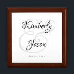 Boîte À Souvenirs DIY His & Her Script Names, Black & Grey Wedding<br><div class="desc">His and her names in beautiful black and grey script lettering and date for an elegant design on white background. Click "Customize" to change colors and type styles.</div>