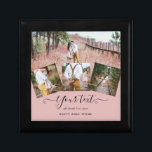 Boîte À Souvenirs Dusty Rose rose Newlywets Mariage PHOTO Cadeau<br><div class="desc">Ajoutez quatre photos du couple fiancé,  des jeunes mariés et des couples mariés à ce cadeau de script personnalisé rose rose poussiéreux.</div>