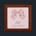 Boîte À Souvenirs élégant arc rose monogramme personnalisé girly<br><div class="desc">élégant arc rose monogramme personnalisé girly boîte cadeau</div>