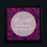 Boîte À Souvenirs Élégante boîte de proposition d'aide-ménagère viol<br><div class="desc">Simple,  moderne,  élégant,  calligraphie or et violet Bridesmaid boîte de proposition.</div>