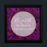Boîte À Souvenirs Élégante boîte de proposition d'aide-ménagère viol<br><div class="desc">Simple,  moderne,  élégant,  calligraphie or et violet Bridesmaid boîte de proposition.</div>