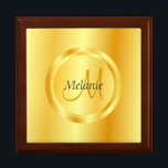 Boîte À Souvenirs Faux Gold Moderne Monogramme Élégant Modèle<br><div class="desc">Faux Gold Moderne Monogramme Élégant Modèle Bijoux en bois Garde-cadeau en saké Golden Oak.</div>