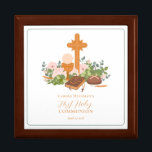 Boîte À Souvenirs Filles Première Sainte Communion Personnalisée Ros<br><div class="desc">Ces premières boîtes de communion sacrées sont parfaites pour les filles qui célèbrent ce sacrement. Parfait pour stocker des rosaires ou des cartes de prière.</div>