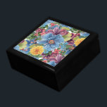 Boîte À Souvenirs Fleurs colorées Motif<br><div class="desc">Les fleurs colorées modernes collent aquarelles illustration à la main. Fleurs jaunes bleues et violettes.</div>