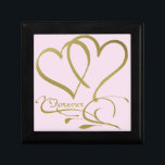 Boîte À Souvenirs Forever Hearts Gold éditable couleurs arrière - pl<br><div class="desc">Customisez avec les noms,  les dates et les couleurs arrière - plans.</div>