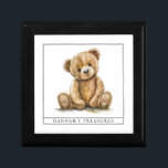 Boîte À Souvenirs Garde-Ours En Teddy Personnalisé<br><div class="desc">Une simple boîte de cadeaux de conservation personnalisée,  pour les pâtisseries,  les bijoux et les petits trésors. Ajoutez le nom de votre enfant.</div>