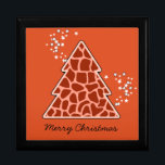 Boîte À Souvenirs Girafe orange sapin de Noël<br><div class="desc">Belle,  lumineuse,  motif moderne avec arbre de Noël poster de animal à Orange et étoiles. Un cadeau de Noël mignon,  féminin et tendance. Personnalisez-le avec votre propre texte/ message/ nom.</div>