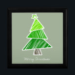 Boîte À Souvenirs Green Sketchy Christmas Tree boîte cadeau<br><div class="desc">Joli motif coloré avec des arbres de noël griffés. Un cadeau de Noël parfait.</div>
