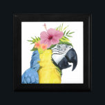 Boîte À Souvenirs Halo tropical - Perroquet<br><div class="desc">"Halo II tropical" de Grace Popp. Comprend un oiseau Macaw portant une fleur d'hibiscus.</div>