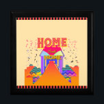 Boîte À Souvenirs Home Sweet Home Beige<br><div class="desc">Taille : Grand Carré de 7, 125 po avec tuile de 6 po Tenez vos objets de valeur dans cette belle boîte de conservation. Boite en bois laqué couleur chêne doré, noire ébène, vert émeraude ou` acajou rouge. Son revêtement intérieur protège vos bijoux et objets de collection. Dimensions : Boîte...</div>