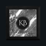 Boîte À Souvenirs Image Du Monogramme Personnalisé En Marbre Gris<br><div class="desc">Image élégante gris de texture marbré avec cercle noir et monogramme personnalisable.</div>