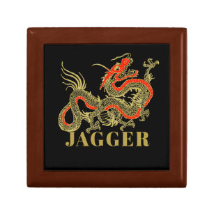 Boîte À Souvenirs Imaginaire rouge noir chinois Dragon Monogramme