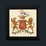 Boîte À Souvenirs Insigne héraldique avec Griffin et Lion<br><div class="desc">Ce bel insigne héraldique comporte un griffon et un lion. Le lion tient un bouclier tandis que le griffon tient une lance avec des mots latins qui se traduisent par "Le pouvoir de la vraie noblesse". Montrez votre vraie noblesse avec cette impression majestueuse!</div>