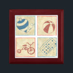 Boîte À Souvenirs Jouets pour enfants de Chariklia Zarris<br><div class="desc">Un domino,  un tricycle,  un top et un ballon de plage sont les sujets de ces quatre dessins de blocs de bois de Chariklia Zarris. Un groupe d’objets amusants pour décorer la chambre de votre enfant ou animer votre maison. Commandez votre impression dès aujourd'hui !</div>