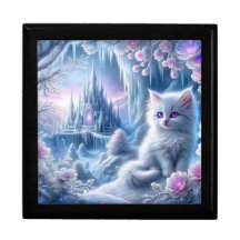 Kitten blanc dans le royaume des glaces d'Imaginai