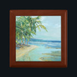 Boîte À Souvenirs Lagon Côtier Bleu<br><div class="desc">"Blue Coastal Lagoon" de Suzanne Wilkins. Il dispose d'une plage sereine avec des arbres tropicaux.</div>