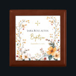 Boîte À Souvenirs Large Flowers with Vines of Buds Baptism Keepsake<br><div class="desc">Burnt orange and ivory large flowers with vines of buds frame this delicate and charming customized keepsake gift box.  A timeless treasure to give to the newly baptized.</div>