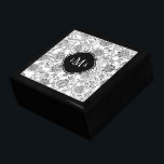 Boîte À Souvenirs Monogramme de Motif noir et blanc<br><div class="desc">Élégante et mignonne,  cette boîte de Motif Monogramme à fleurs noir et blanc est parfaite pour toute femme.</div>