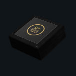 Boîte À Souvenirs Monogramme en cuir Vintage noir<br><div class="desc">L'image de texture en cuir vintage noir personnalisé tons or monogramme et nom. Design minimaliste.</div>