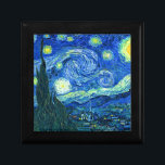 Boîte À Souvenirs nuit de van gogh starry<br><div class="desc">Le célèbre tableau de Van Gogh,  "La Nuit étoilée". Peint pendant son séjour à l'asile de Saint Rémy dans les années 1880,  van Gogh dépeignait les collines ondulantes et les cyprès qu'il voyait depuis sa fenêtre.  Numériquement amélioré par PixDezines.Copyright © 2008-2016 PixDezines.com™ et PixDezines™ sur zazzle.com. Tous droits réservés.</div>