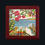 Boîte À Souvenirs Oiseaux dans le jardin<br><div class="desc">Birds in the Garden II par Karen Fields. Il comprend un oiseau entouré de fleurs colorées et de verdure.</div>