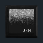 Boîte À Souvenirs Parties scintillant noire argent Monogramme Nom de<br><div class="desc">Parties scintillant à étincelle noire et argent Monogramme Nom Boîte à étincelle à bijoux. Cela fait le cadeau parfait de remise de diplômes,  anniversaire,  mariage,  douche nuptiale,  anniversaire,  baby shower ou bachelorette pour quelqu'un qui aime le luxe glam et les styles chic.</div>