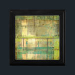 Boîte À Souvenirs Peinture Abstraite dorée turquoise et verte<br><div class="desc">Un tableau abstrait de Jennifer Goldberger qui utilise des tons dorés turquoise et verte pour créer un sentiment chaleureux et familier. Une belle balade dans les bois au printemps ou en été donnerait quelques-unes de ces mêmes couleurs. Apportez le cadeau de la nature à votre maison en achetant cette pièce!...</div>
