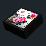 Boîte À Souvenirs Peonies&Papillons/Double Bonheur Mariage Cadeau<br><div class="desc">Un cadeau idéal pour les mariages/anniversaires. Le tampon en rouge peut être supprimé si vous le souhaitez. Cette peinture chinoise originale à la brosse présente deux papillons frôlant dans les fleurs de pivoines en fleurs. Et le tampon en rouge signifie "Double Bonheur", un symbole que l'on peut voir dans chaque...</div>