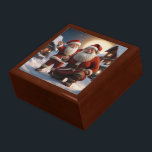 Boîte À Souvenirs Père Noël et Little Helper Christmas Design<br><div class="desc">Une nouvelle oeuvre d'art avec le Père Noël et son mini-assistant,  tous prêts pour un Noël enneigé au pôle Nord.</div>