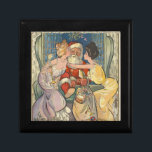 Boîte À Souvenirs Père Noël Kissing Vintage Christmas Card<br><div class="desc">Père Noël kiss est une illustration vintage de Noël basée sur une couverture de magazine de 1902. Cette image montre le Père Noël entrant par la fenêtre, avec un gros sac père Noël de jouets à la main. Il est rencontré par deux belles femmes victoriennes qui lui donnent un gros...</div>