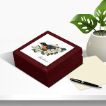 Boîte À Souvenirs Personnalisé Pour Les Amateurs De Nature Keepsaké<br><div class="desc">American Robin et fleurs de bois de chien personnalisées avec votre nom. Customisez cette boîte de trinket avec quelques clics de souris ou de contact designer à ArtByLiz@gmx.com et elle sera customisée pour vous sans frais supplémentaires</div>
