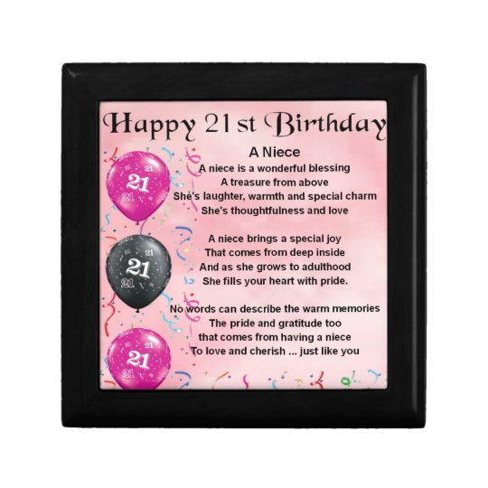 Boite A Souvenirs Poeme De Niece 21eme Anniversaire Zazzle Be