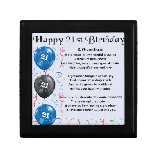 Boite A Souvenirs Poeme De Petit Fils 21eme Anniversaire Zazzle Be