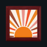 Boîte À Souvenirs Rayons Soleil Rétro Coucher Soleil Orange Jaune Ro<br><div class="desc">Le design rétro du soleil éclate dans les tons chauds rose,  marron,  orange. Rayons de soleil orange modernes rétro,  soleil matinal géométrique art abstrait.</div>