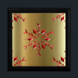 Boîte À Souvenirs Red Christmas Stars on Gold<br><div class="desc">Un élégant motif de Noël aux étoiles rouges éparpillé sur un arrière - plan d'or pour ajouter une touche festive et sophistiquée à votre Noël cette année.</div>