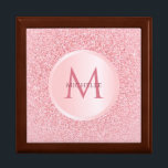Boîte À Souvenirs Rose de Parties scintillant d'or tendance élégant<br><div class="desc">Elégante Rose Modèle élégante Parties scintillant d'or Monogramme Élégante Bijoux moderne en bois Grande boîte de conservation.</div>