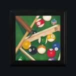 Boîte À Souvenirs Table de billard Lifelike avec boules et craie<br><div class="desc">Faites-les monter avec ce tableau spectaculaire d'une table de billard de Jennifer Goldberger. Les boules ont l'air neuves, le feutre a l'air immaculé, et la craie a déjà été appliquée aux bâtons de repère. Accrochez-le à la maison ou offrez-le à un ami ou à un proche qui aime jouer au...</div>