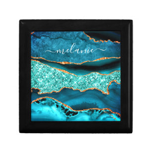 Boîte À Souvenirs Turquoise Blue Gold Marble Turquoise Boîte cadeau 
