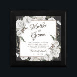 Boîte À Souvenirs Vintage Cherish Mère de la chambre Personnalisée<br><div class="desc">Vintage Cerisâtre Blanc Floral & Rose Or Peint Roses et Fleurs. Un look classique et élégant Vintage, et beaucoup de gris, blanc ivoire, or Rose, rose Dusty, vert rose, feuilles et feuillage gris. Avec des éléments floraux peints à la main, des polices de script classiques Vintages, et une Parties scintillant...</div>