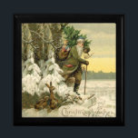 Boîte À Souvenirs Vintage Père Noël Noël Victorien<br><div class="desc">C'est Noël ! Pour des vacances très démodées,  cette image vintage est d'une carte postale victorienne,  montrant le Père Noël avec son nouvel arbre de Noël.</div>