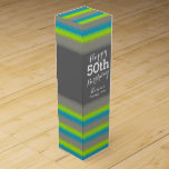 Boite à vin turquoise aqua gris dogtooth 50e anniv<br><div class="desc">Lumineuse,  moderne,  bordée de levain style lime gris turquoise et aqua bleu boîte à vin. Personnalisez avec le nom et l'année de naissance de vos bénéficiaires. Lit actuellement heureux 50e anniversaire Kimmo année Vintage. Conçu par Sarah Trett.</div>