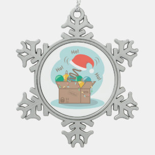 Boite artisanale avec décoration de Noël et chapea