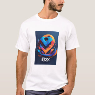 boîte bleue design coton blanc tshirt
