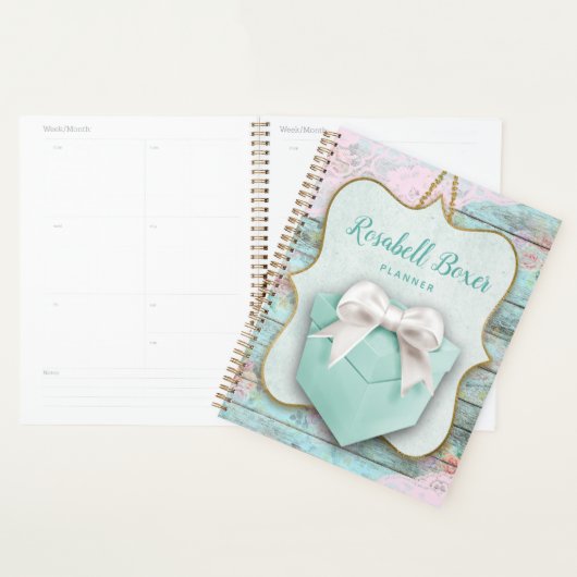 Boîte cadeau Bow Shabby Chic Planner (Devant avec enveloppe)